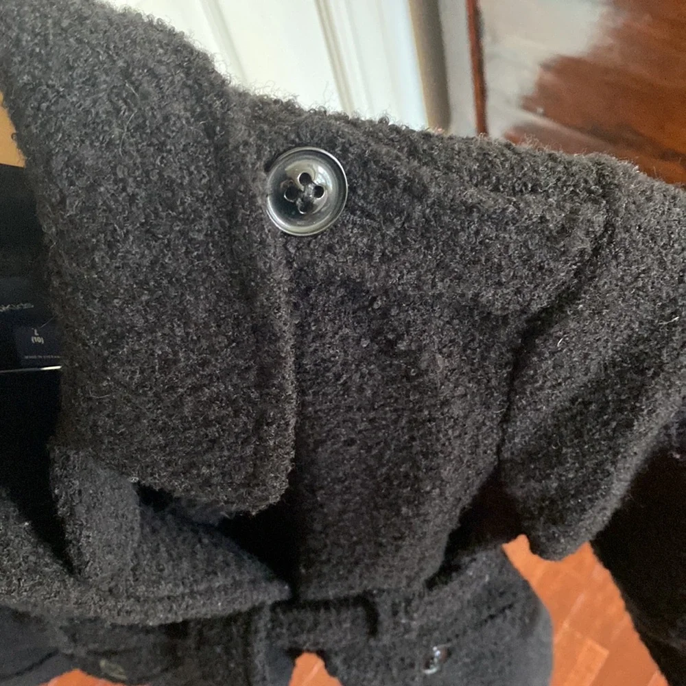 GAP Kids Black Bouclé Belted Pea Coat